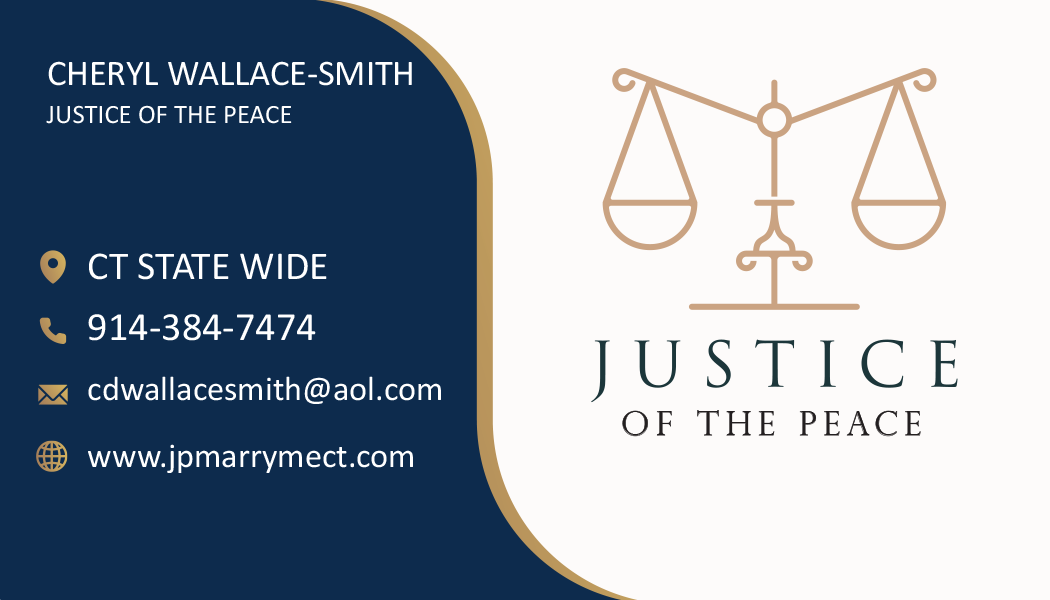 Cheryl Wallace-Smith Justice of the Peace business card with statewide contact information